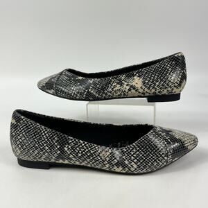 Vionic Womens Sz10 Caballo Snake Print NO INSOLE Leather Pointed Flats Slip On
